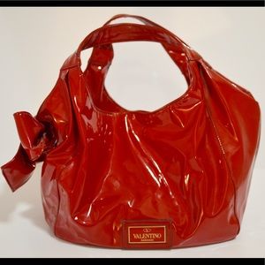 Valentino Nuage Red Patent Leather Hobo Bag